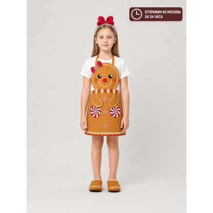 Gingerbread Man Apron with Bow Design
