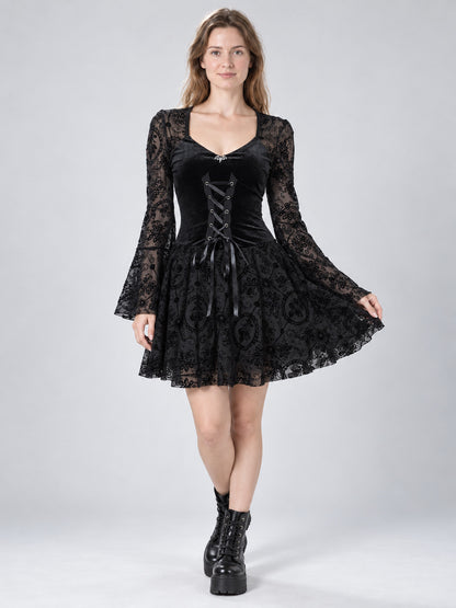 Gothic dress with lace sleeves and lacing