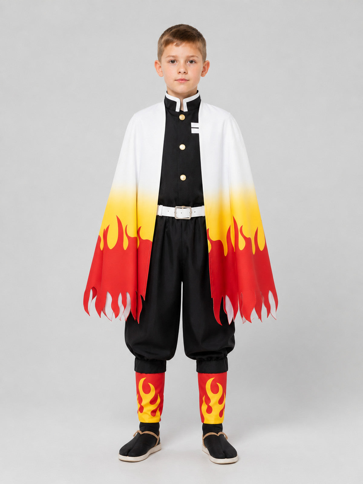 Separate Anime Cosplay Costume with Flame Details on-model view