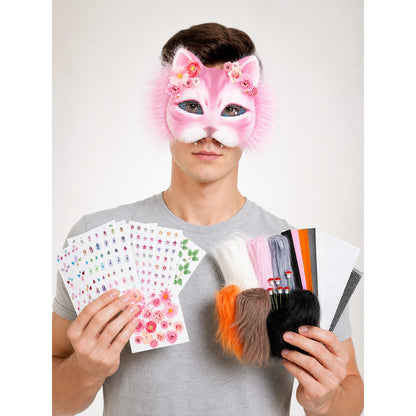 White Cat Carnival Mask for Halloween main product view