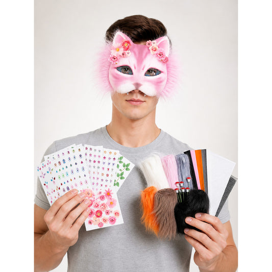 White Cat Carnival Mask for Halloween main product view