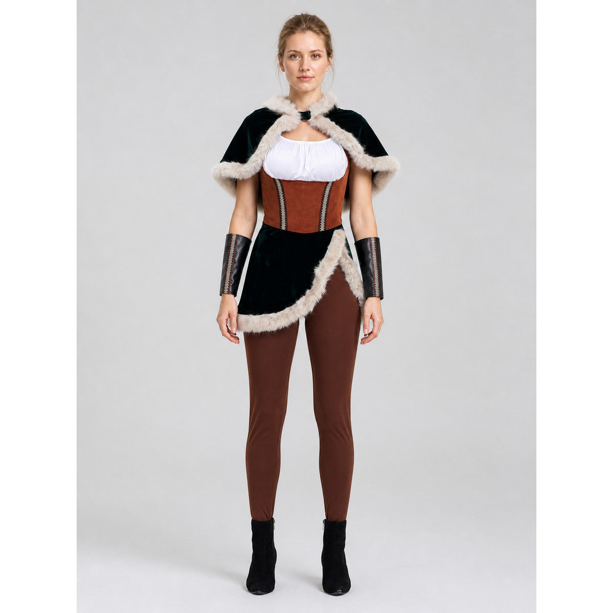 Medieval Viking Costume for Halloween and Christmas on-model view