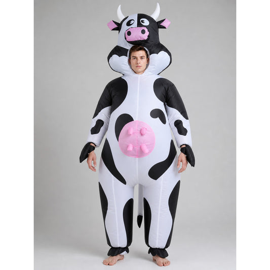One-Piece Cow Costume with Hood for Halloween