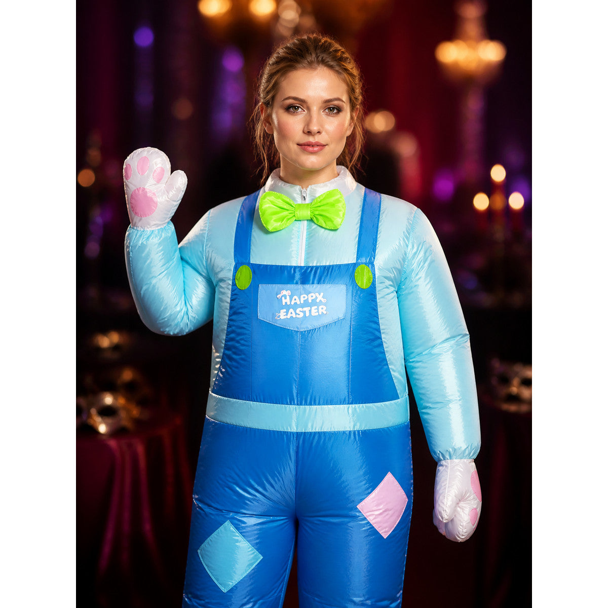 Inflatable Rabbit Figure for Easter Decor on-model view