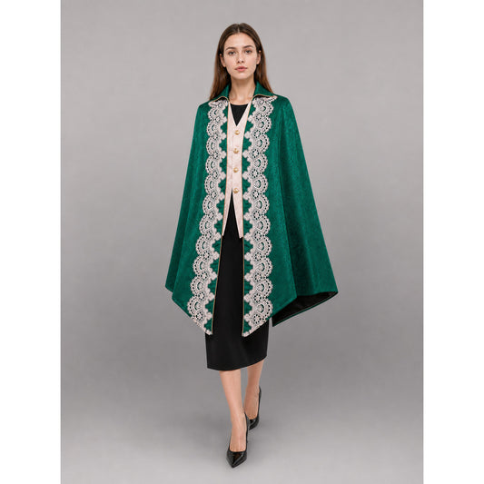 Vintage emerald tailcoat with decorative ornament front view
