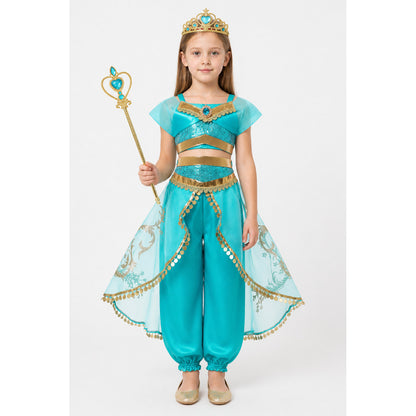 Princess Jasmine Costume for Girls with Crown and Staff main product view