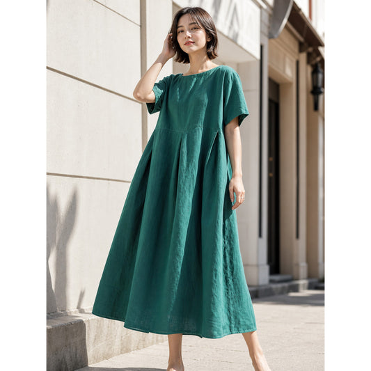 Women's Loose-Fit Dress with a Round Neckline