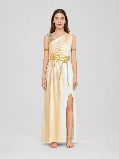 Ancient Greece Costume, White and Gold Robe for Halloween