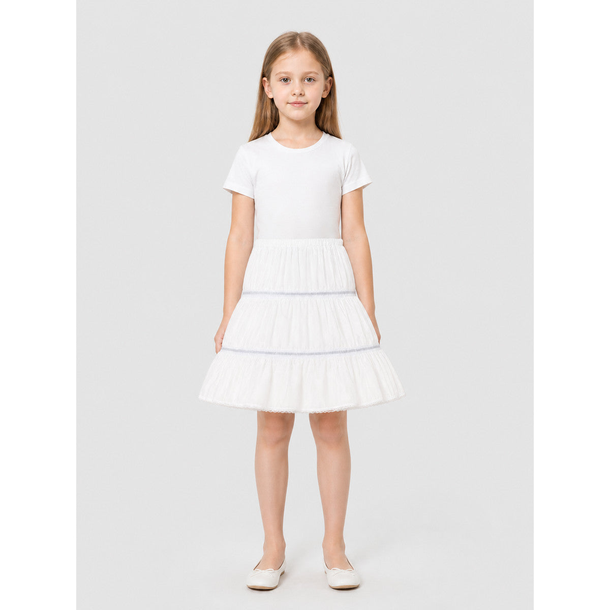 Multi-Layer White Fluffy Tutu Skirt for Carnival on-model view