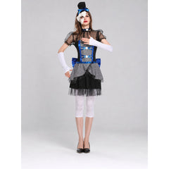 Stage Dress with Black-and-White Check Pattern and Bow