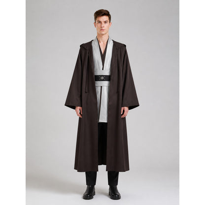 Obi-Wan Kenobi Costume, Dark Brown Cloak for Halloween on-model view