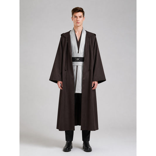 Obi-Wan Kenobi Costume, Dark Brown Cloak for Halloween on-model view