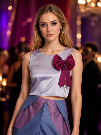 Cinderella Fairy Godmother Costume Set For Halloween, Light Purple Layered Skirt on-model view