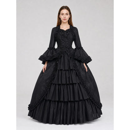 Gothic Victorian Dress with Sleeves and Ruffles