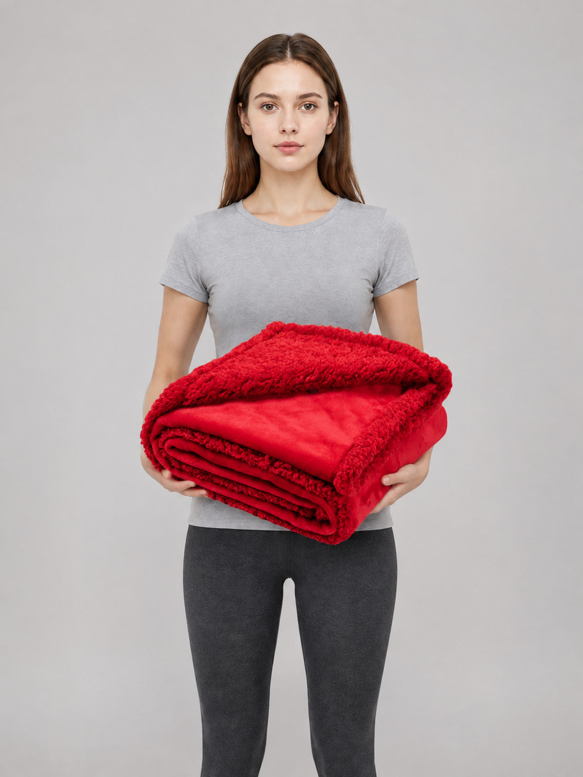 Reversible Water-Resistant Pet Blanket, Red on-model view