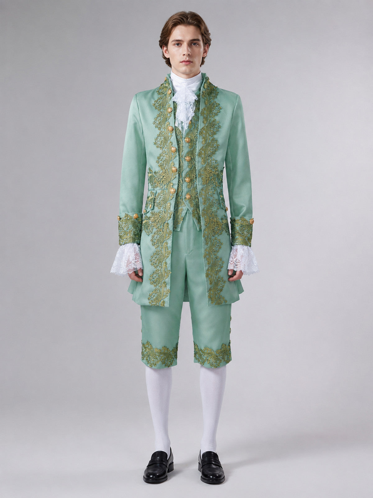 Light Green Prince-Style Cosplay Costume on-model view