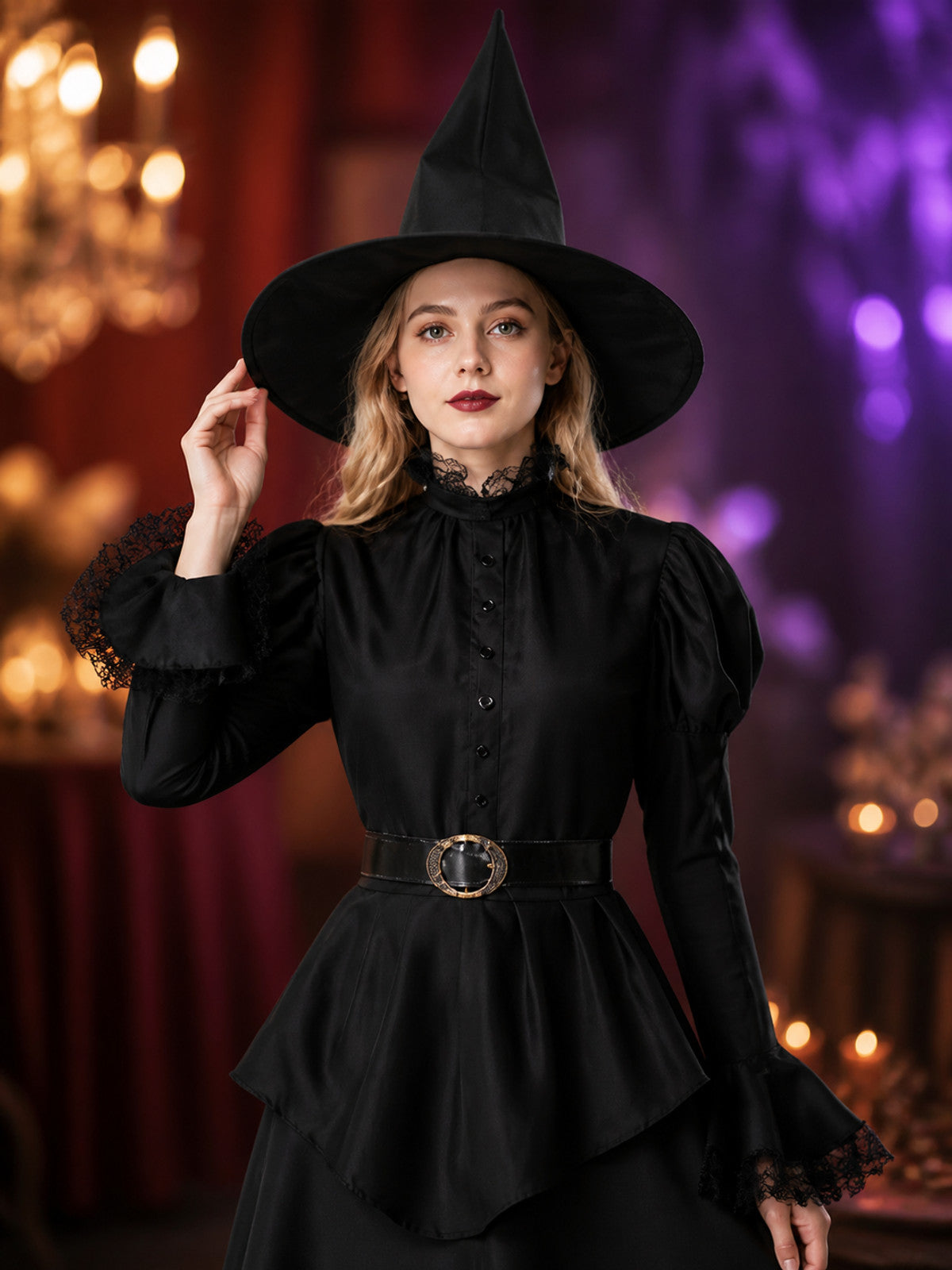 Gothic-Style Witch Costume for Halloween