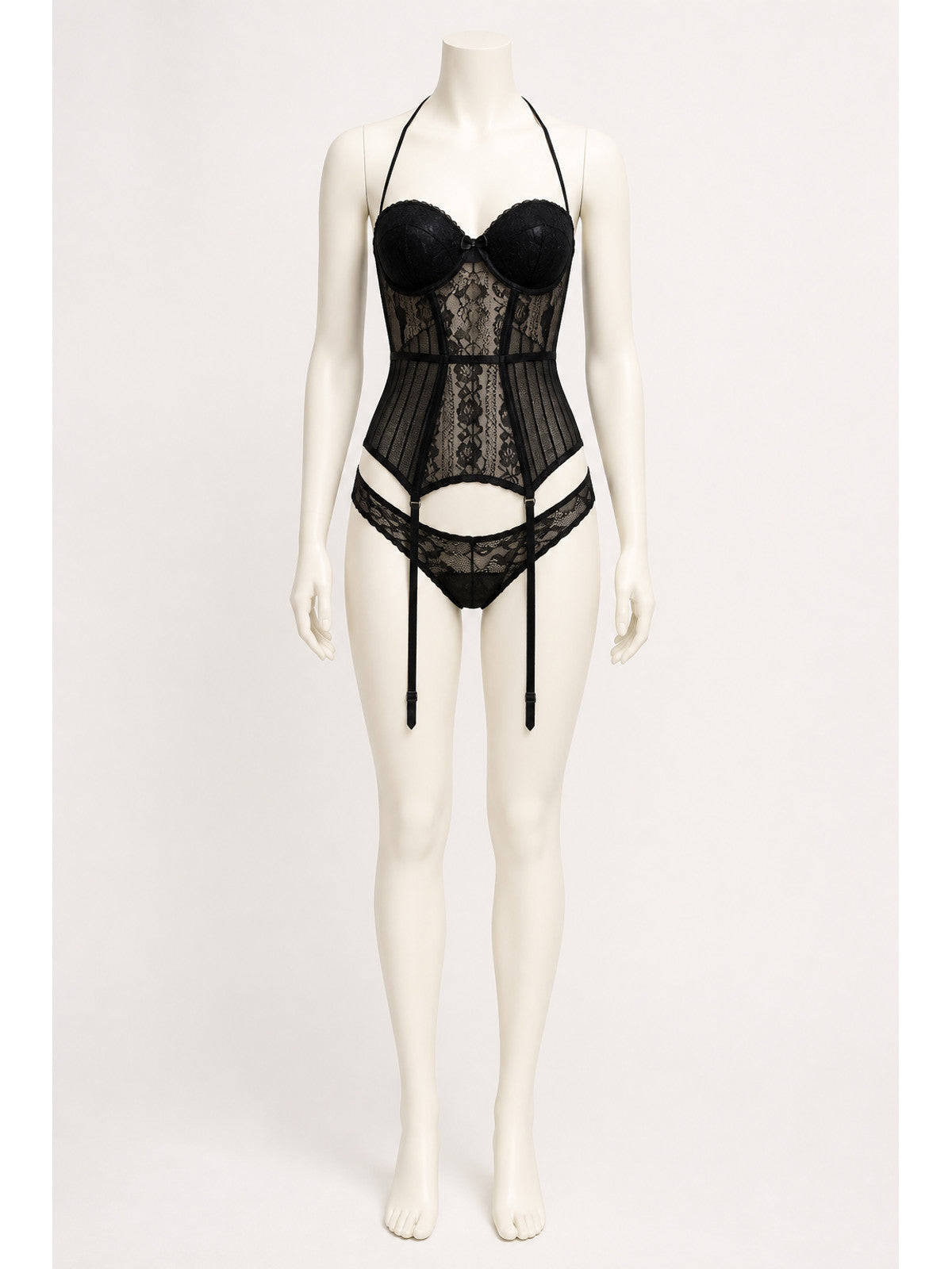 Lace Bodysuit with Straps and Belt
