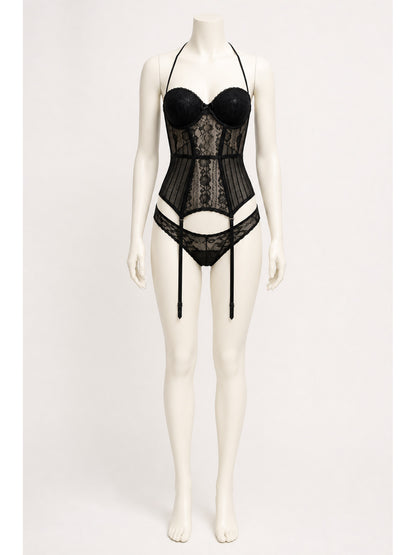 Lace Bodysuit with Straps and Belt