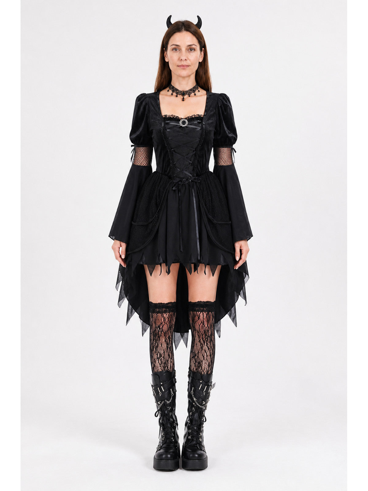 Black Gothic Witch Dress for Halloween and Stage Performances