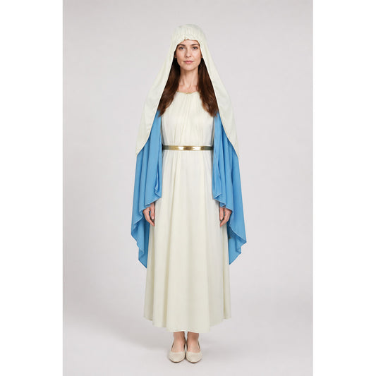Long Hooded Robe, Blue Capes, Gold Belt main product view