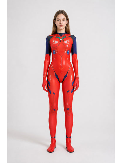 Red and Blue Cosplay Jumpsuit with Zipper and No. 02 main product view