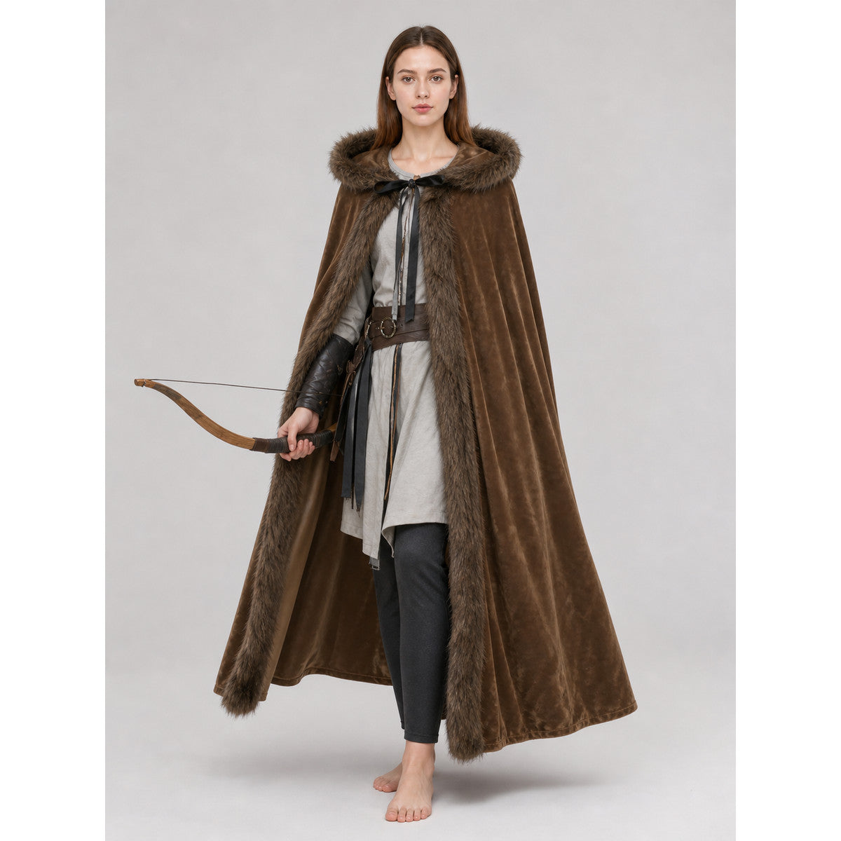 Brown Hooded Costume Cape