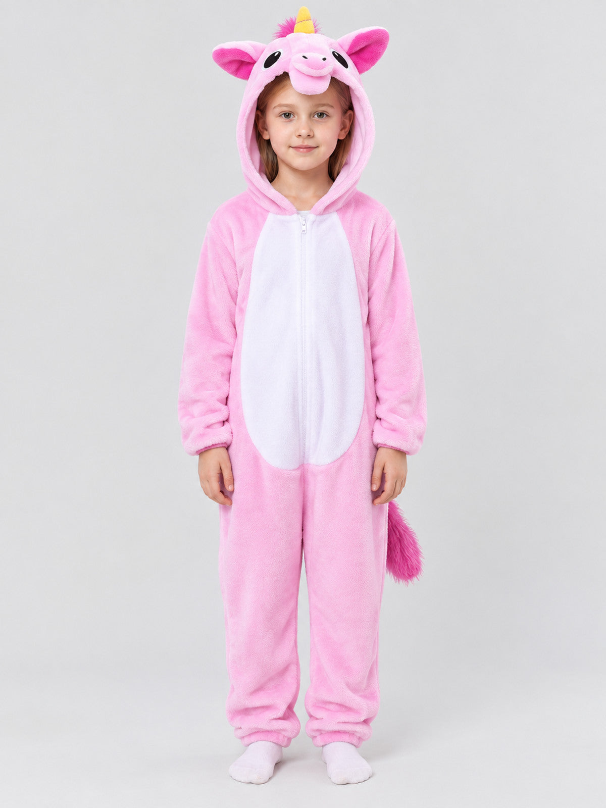 Kids' Pink Hooded Pajama Jumpsuit with Ears