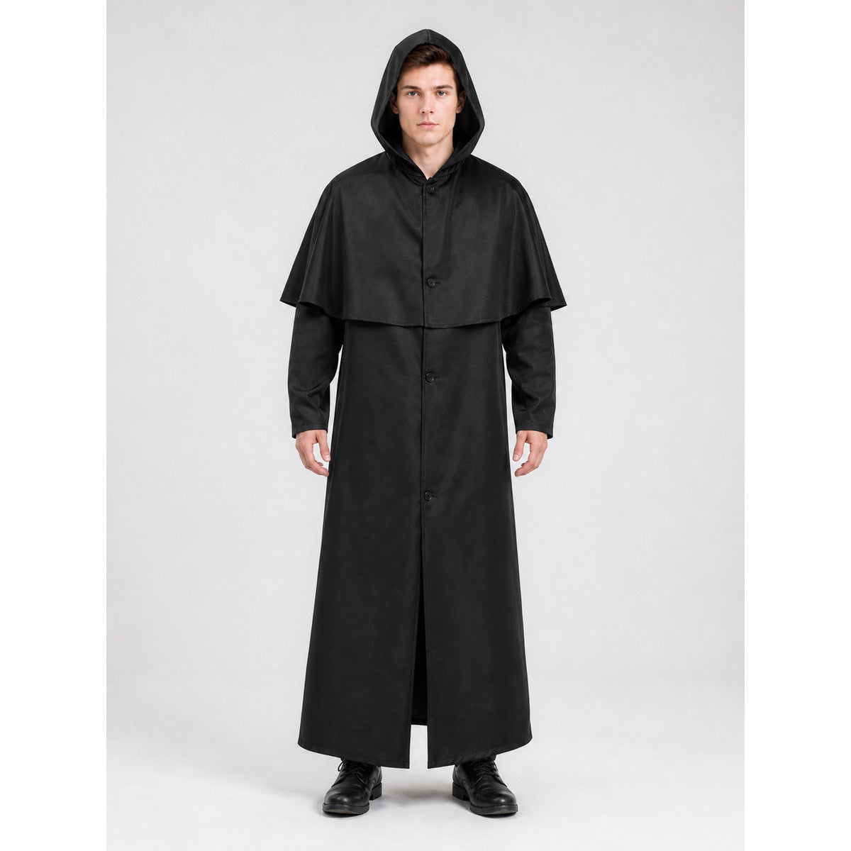 Zombie Costume: Long Black Hooded Cloak