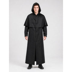 Zombie Costume: Long Black Hooded Cloak