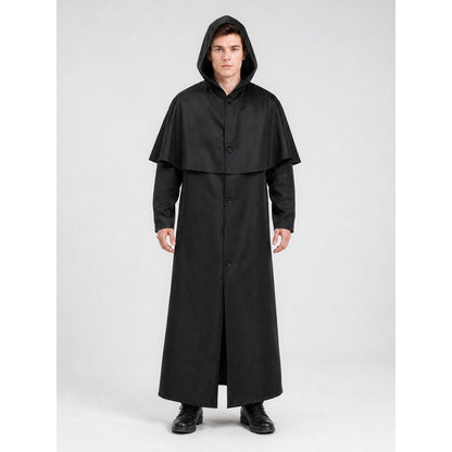 Zombie Costume: Long Black Hooded Cloak
