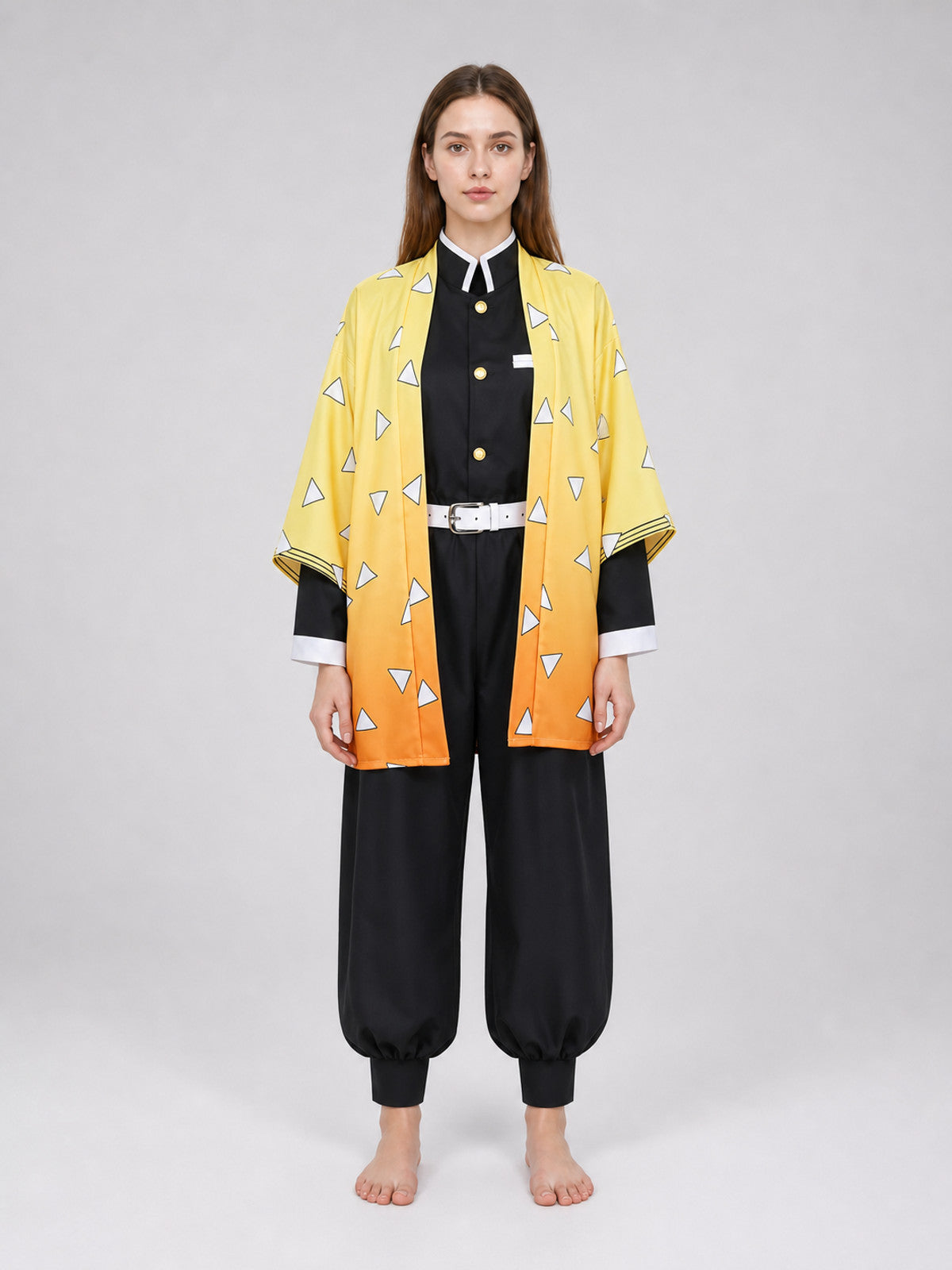 Anime Cosplay Costume with Haori Jacket on-model view