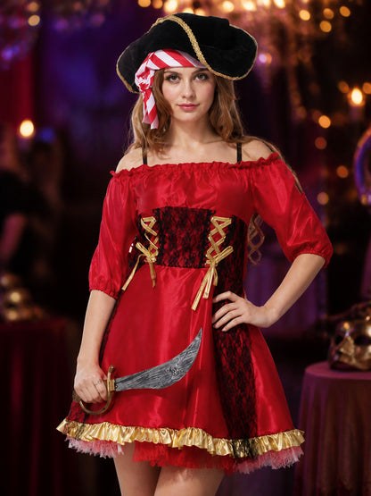 Pirate Carnival Costume W-0127 for Cosplay and Halloween on-model view