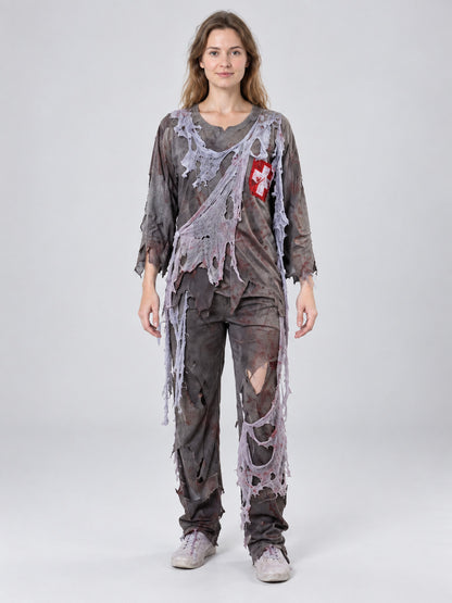 Zombie Carnival Costume with Blood Effect, Gray