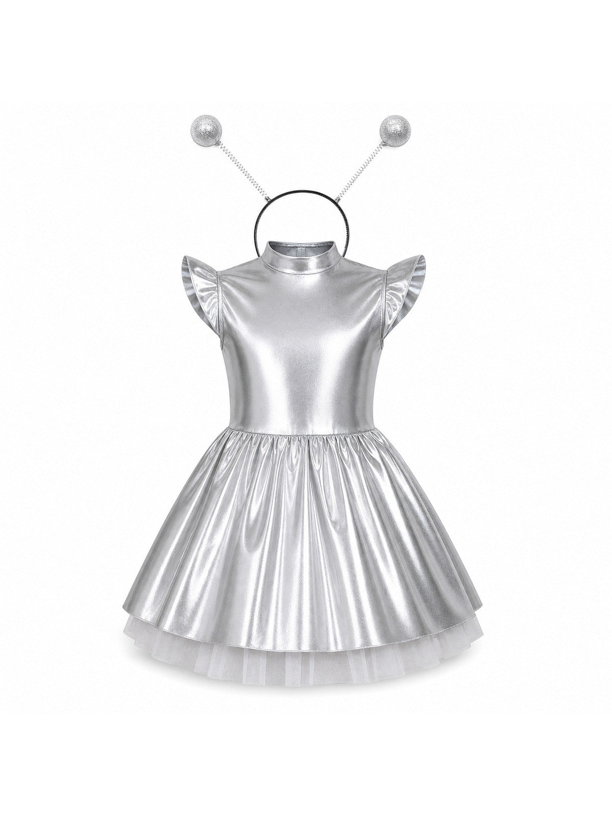 Children Girls Shiny Halloween Alien Cosplay Fancy Costume Space Robot Astronaut main product view