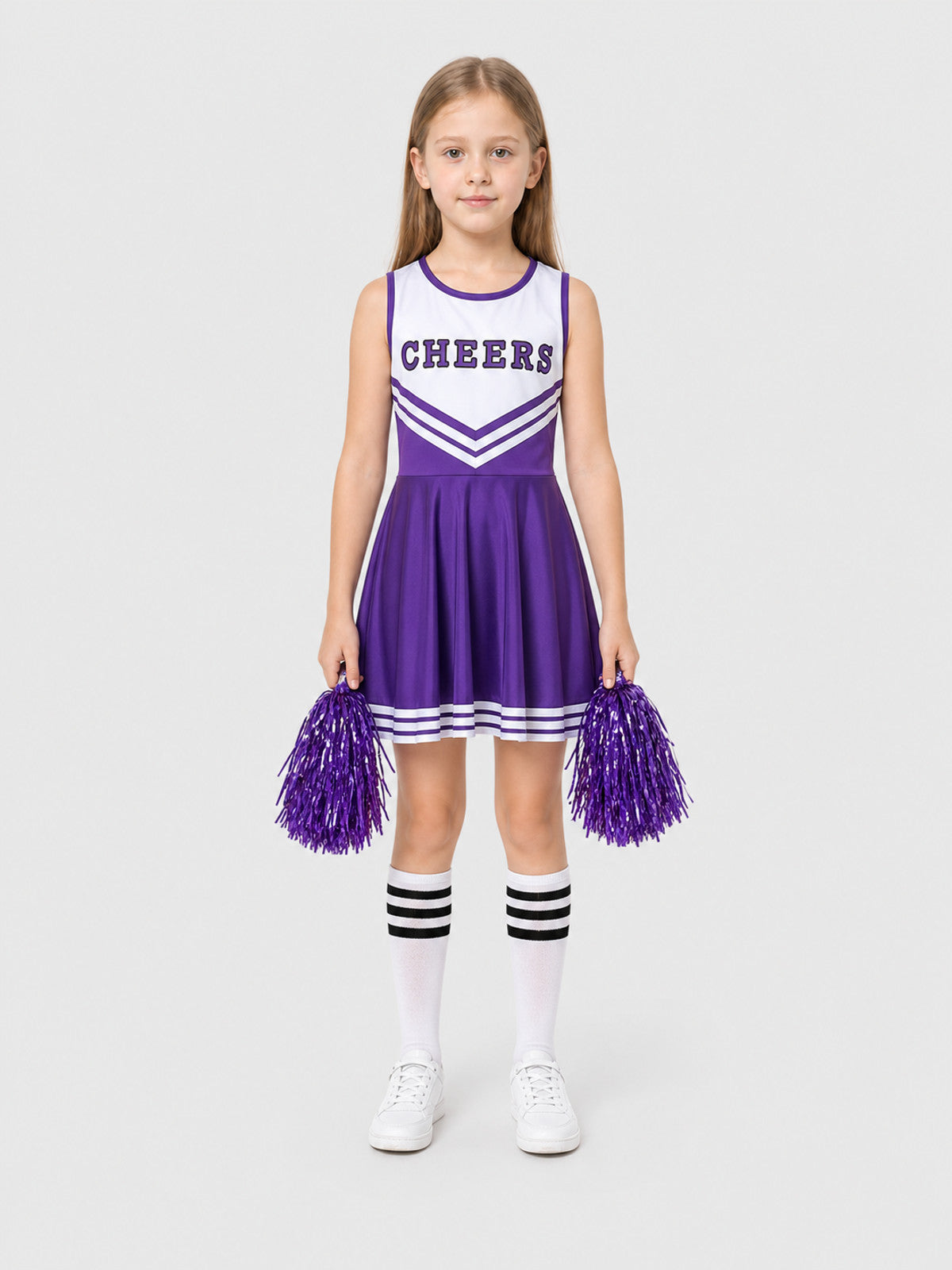 Sleeveless Cheerleading Dress with Stripes on-model view