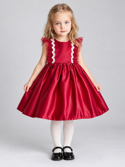 Burgundy Lace Girls' Party Dress