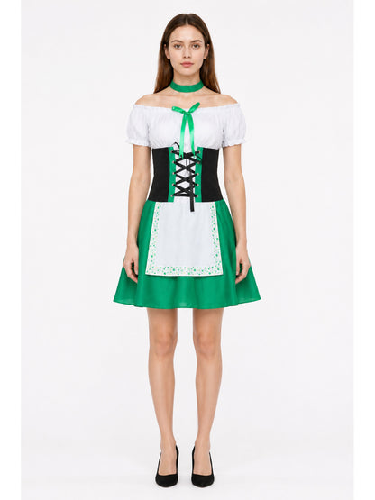 Dress with a White Insert and Green Collar main product view