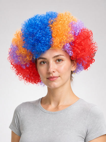Multicolor Curly Voluminous Carnival Wig main product view