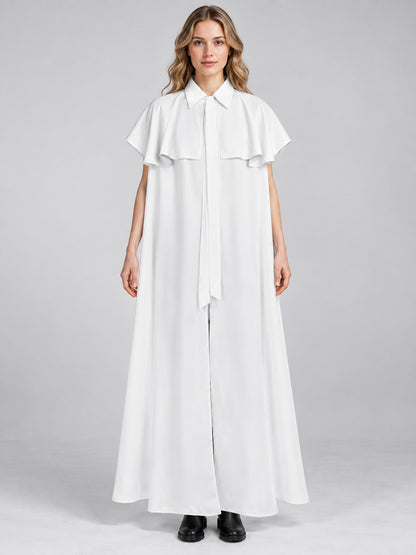 White long cloak cape with collar and ties
