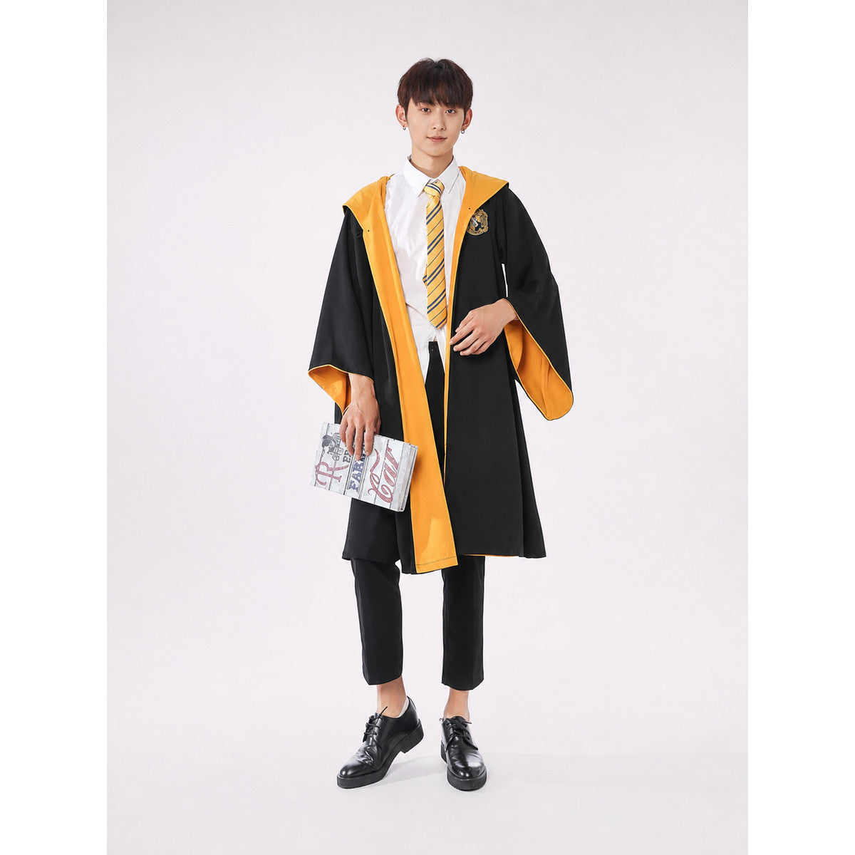 Wizard Costume: Robe, Shirt, Tie, and Pants on-model view