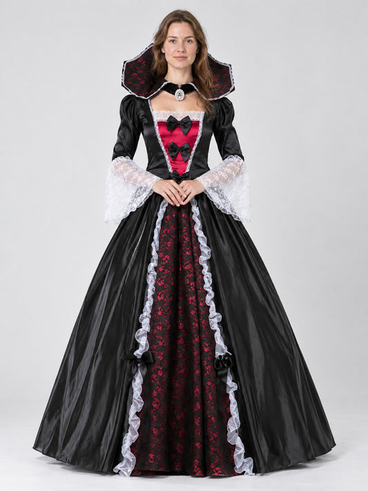 Vampire Halloween Costume Black with Lace and Bow