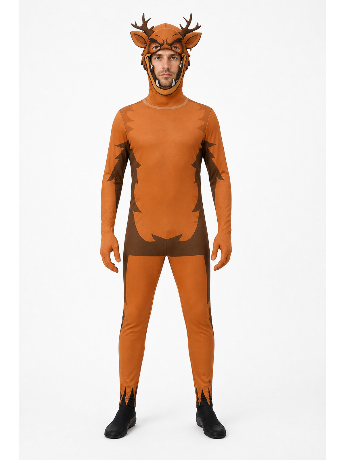 Deer Jumpsuit with Head, Antlers, and Fangs main product view