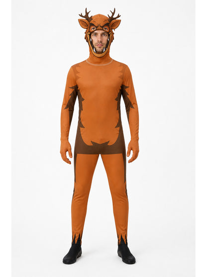 Deer Jumpsuit with Head, Antlers, and Fangs main product view
