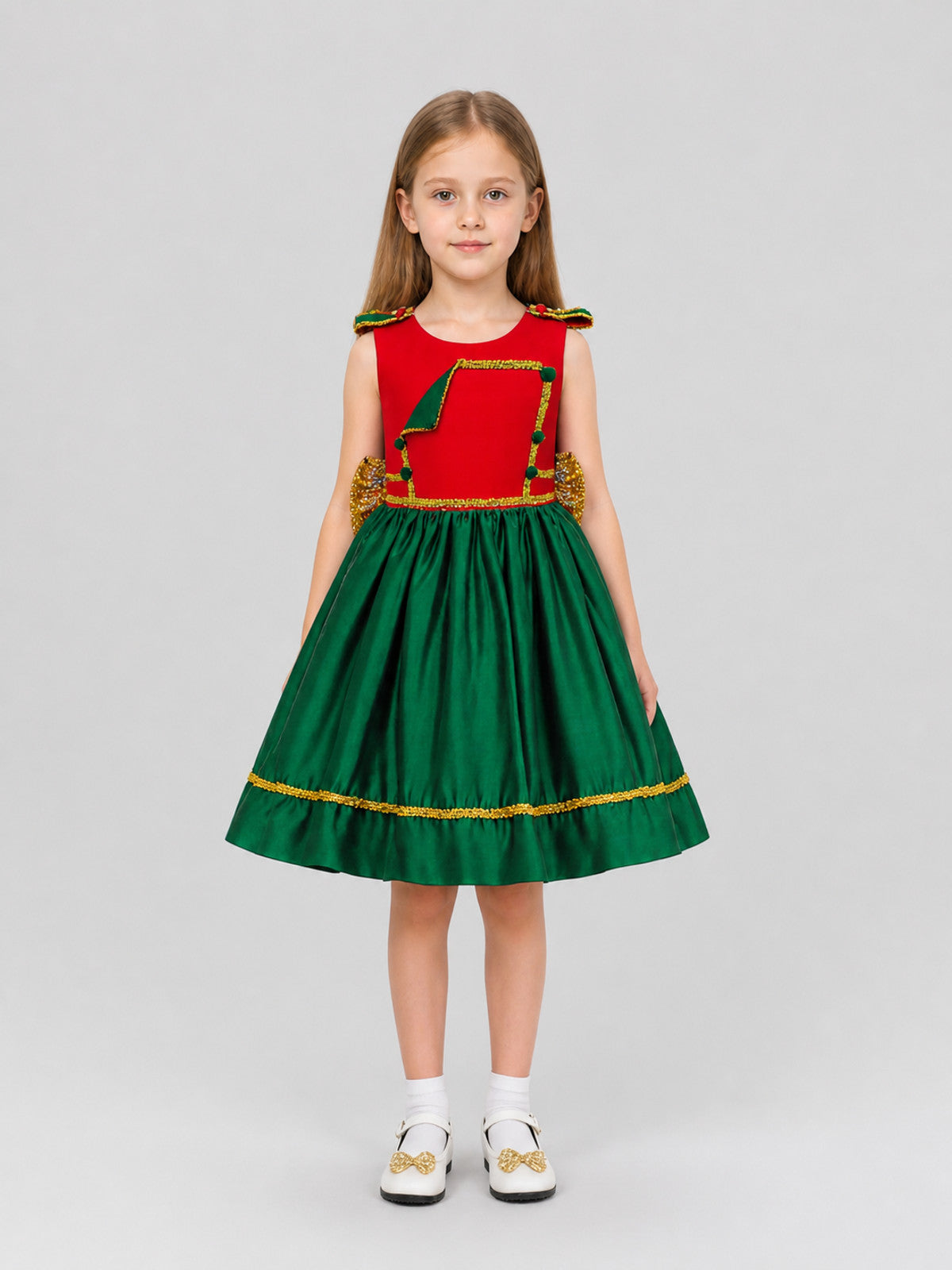 Santa Claus Christmas Dress with Full Skirt on-model view