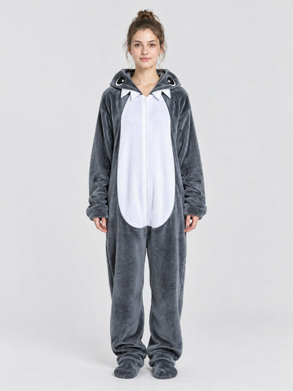 One-Piece Pajama with Hood and Sea Lion Face