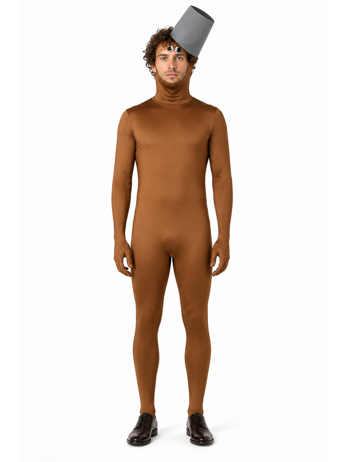Brown jumpsuit costume with a character face design main product view