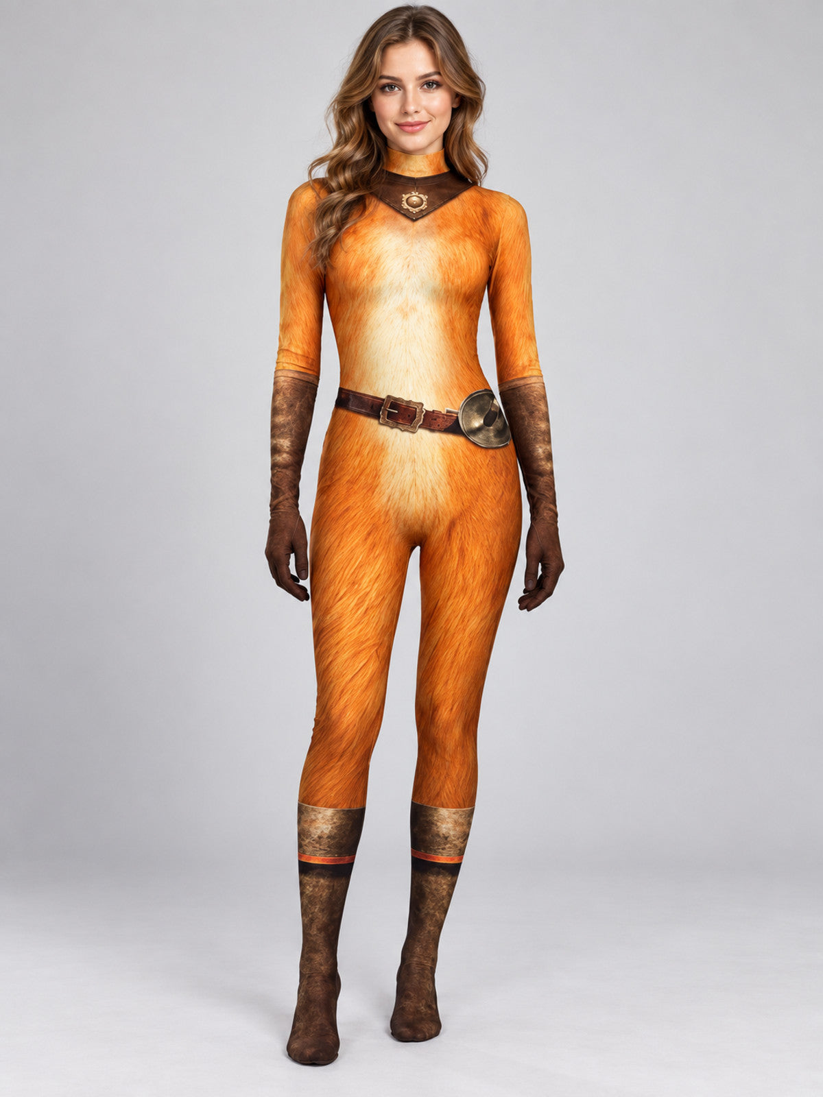 Carnival Costume Jumpsuit with Digital Fur Print