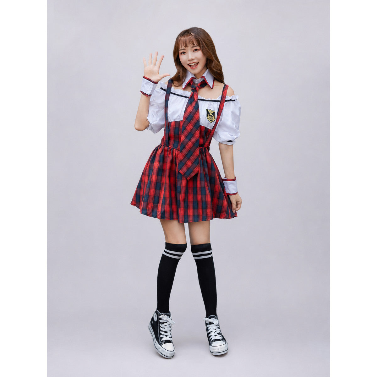 School Uniform-Style Stage Costume, Red and Blue