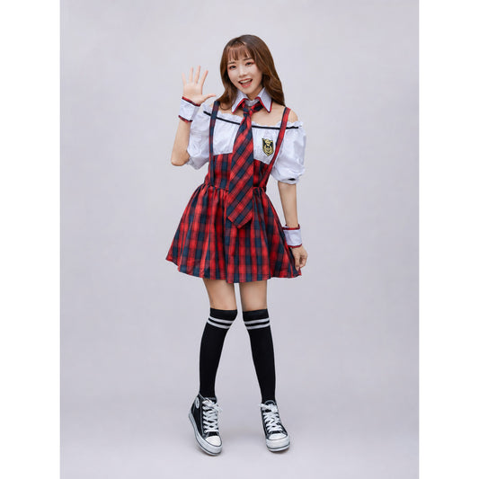 Stage Costume with Tie, Pleats, and Emblem on-model view